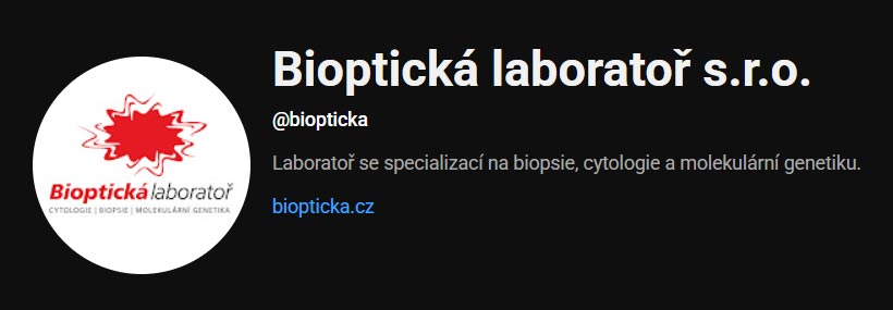 YouTube canal Bioptická Laboratory Plzen